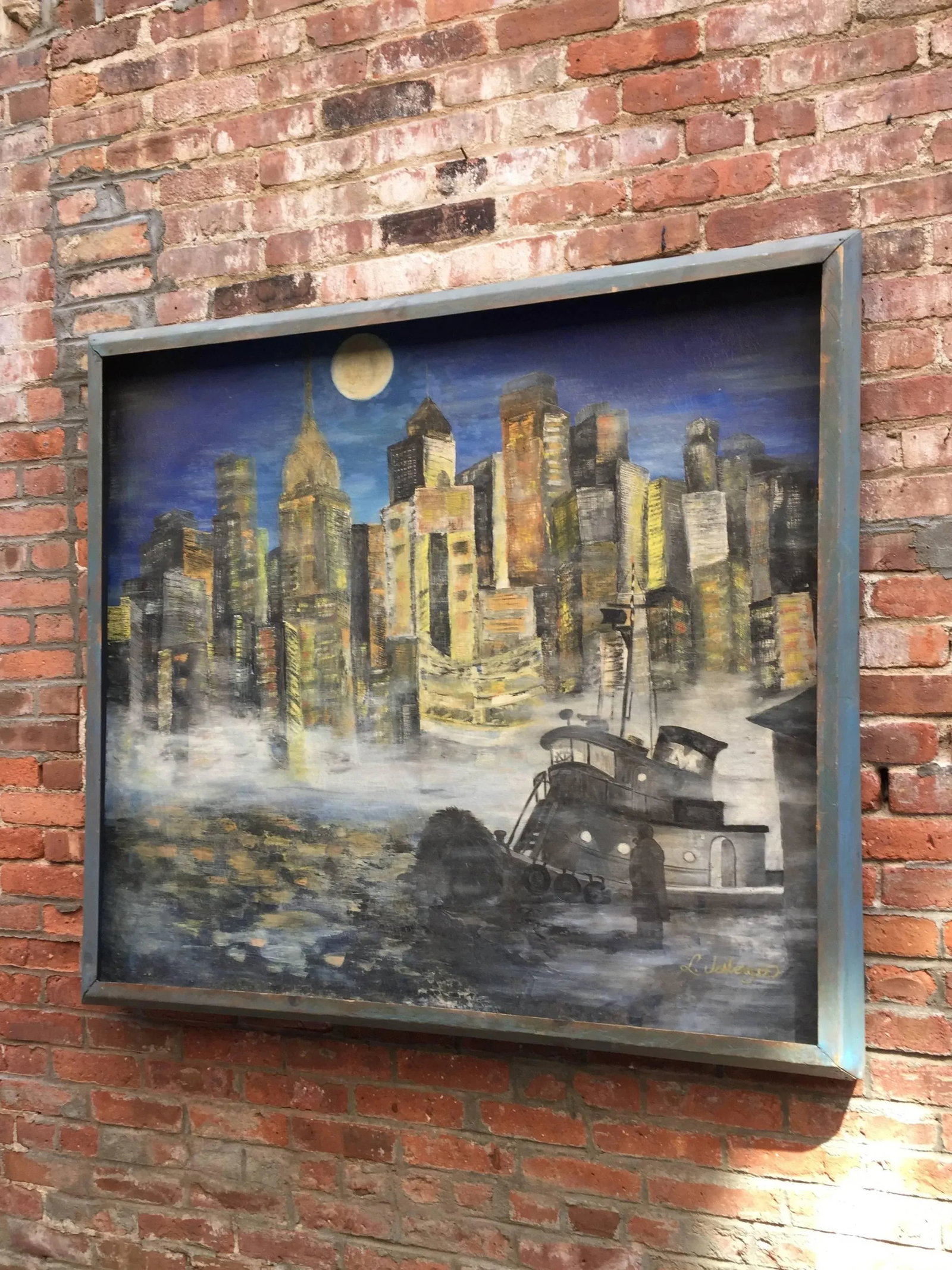 1950s New York City East River Cityscape Painting - 2