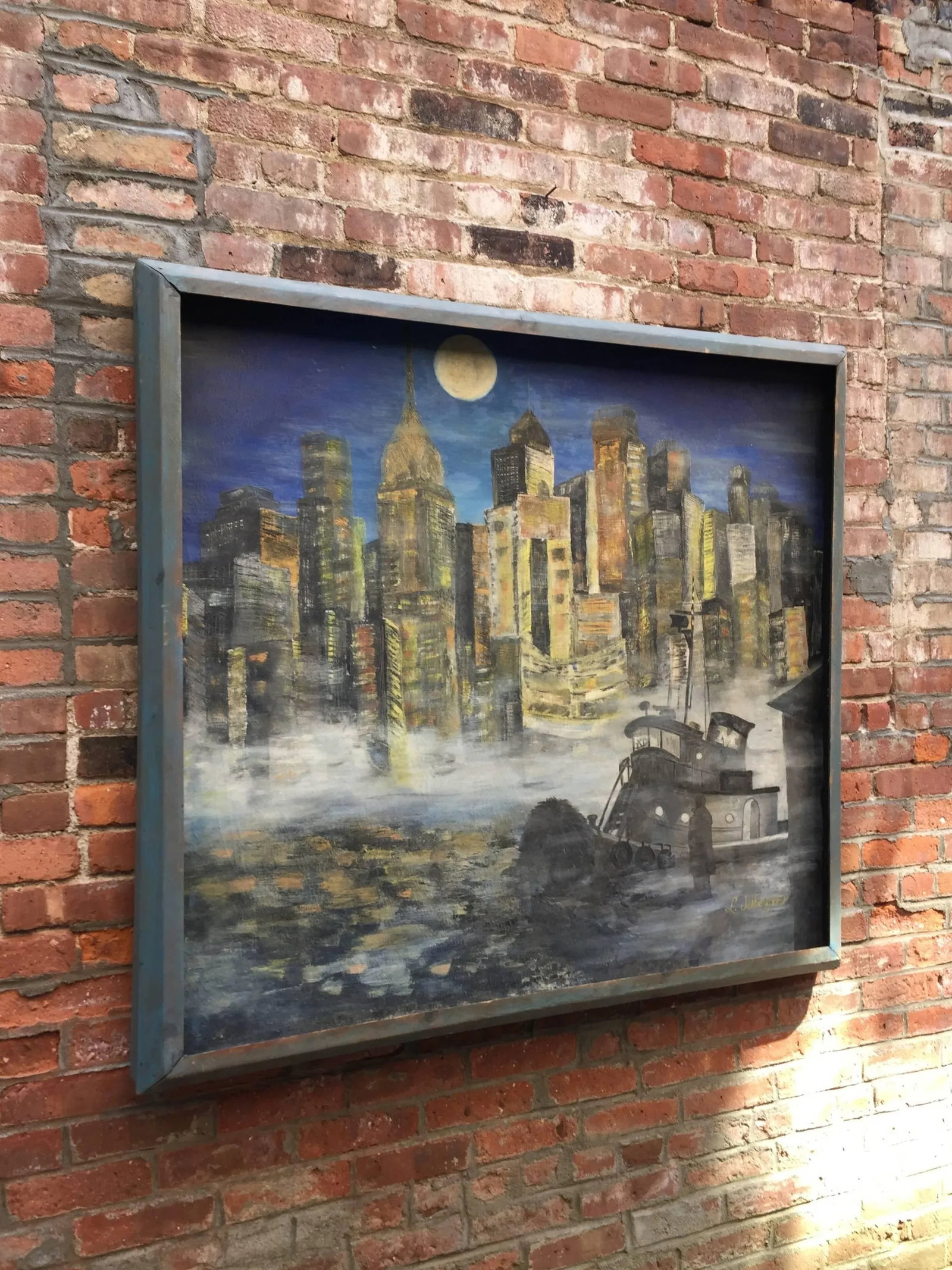 1950s New York City East River Cityscape Painting - 3