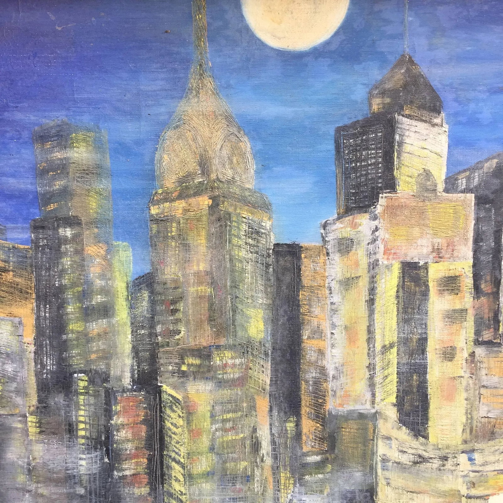 1950s New York City East River Cityscape Painting - 6