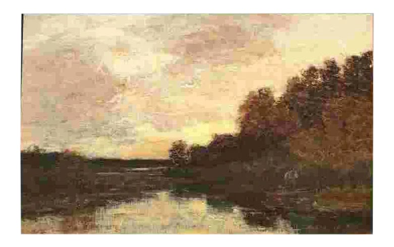 19th C. Painting by J. Francis Murphy: Tonalist oil on canvas by J. Francis Murphy (American-Murphy was called by his peers "the American Corot" for his poetic landscapes and marshy terrain. He was born in Oswego, New York. While living
