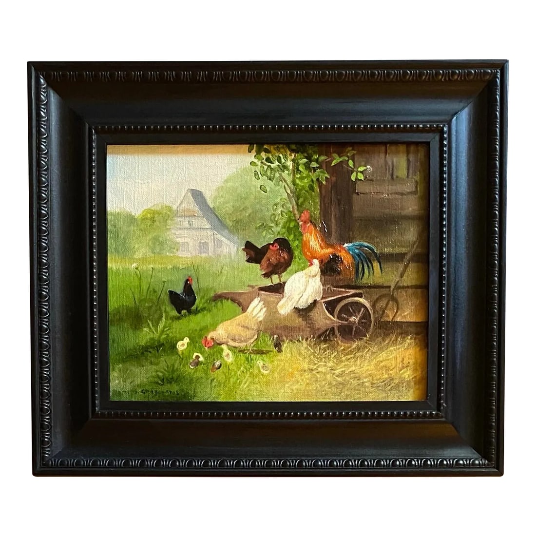 Oil Painting of a Farmyard Scene, Framed (1 of 3)