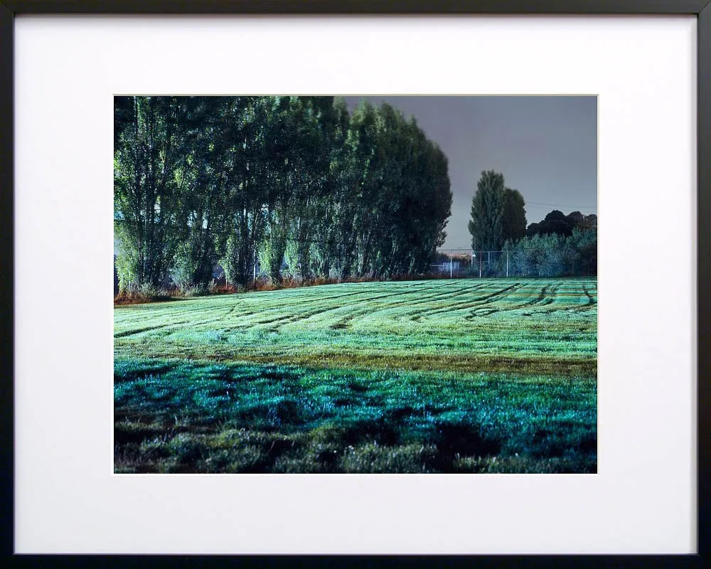 Contemporary Night Photograph "Tracks in Field" by John Vias - 2