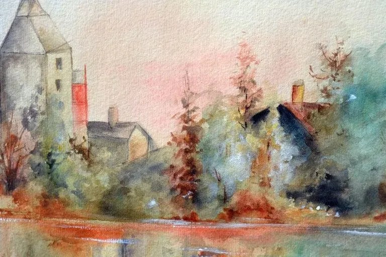 C G Standeford Pond Reflections Watercolor Landscape 1940 - 2
