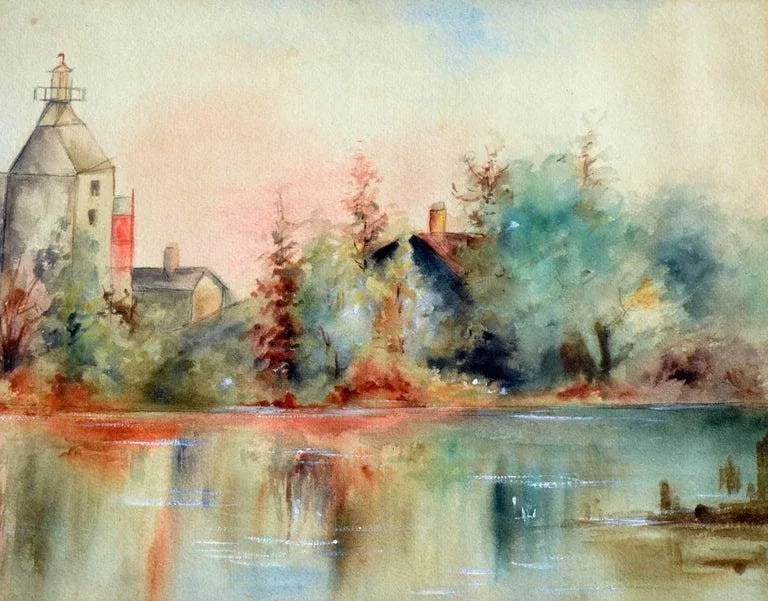 C G Standeford Pond Reflections Watercolor Landscape 1940 - 3