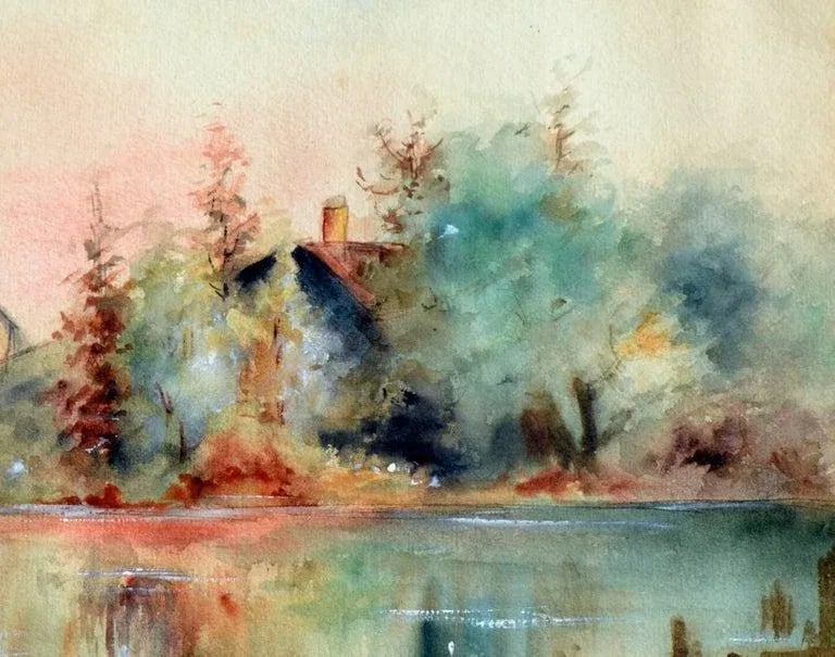 C G Standeford Pond Reflections Watercolor Landscape 1940 - 4