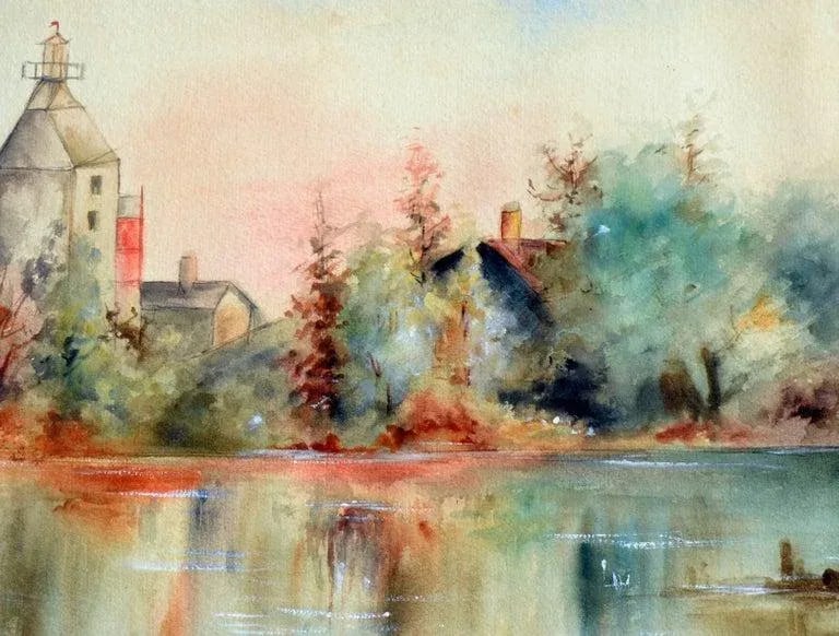 C G Standeford Pond Reflections Watercolor Landscape 1940 - 5
