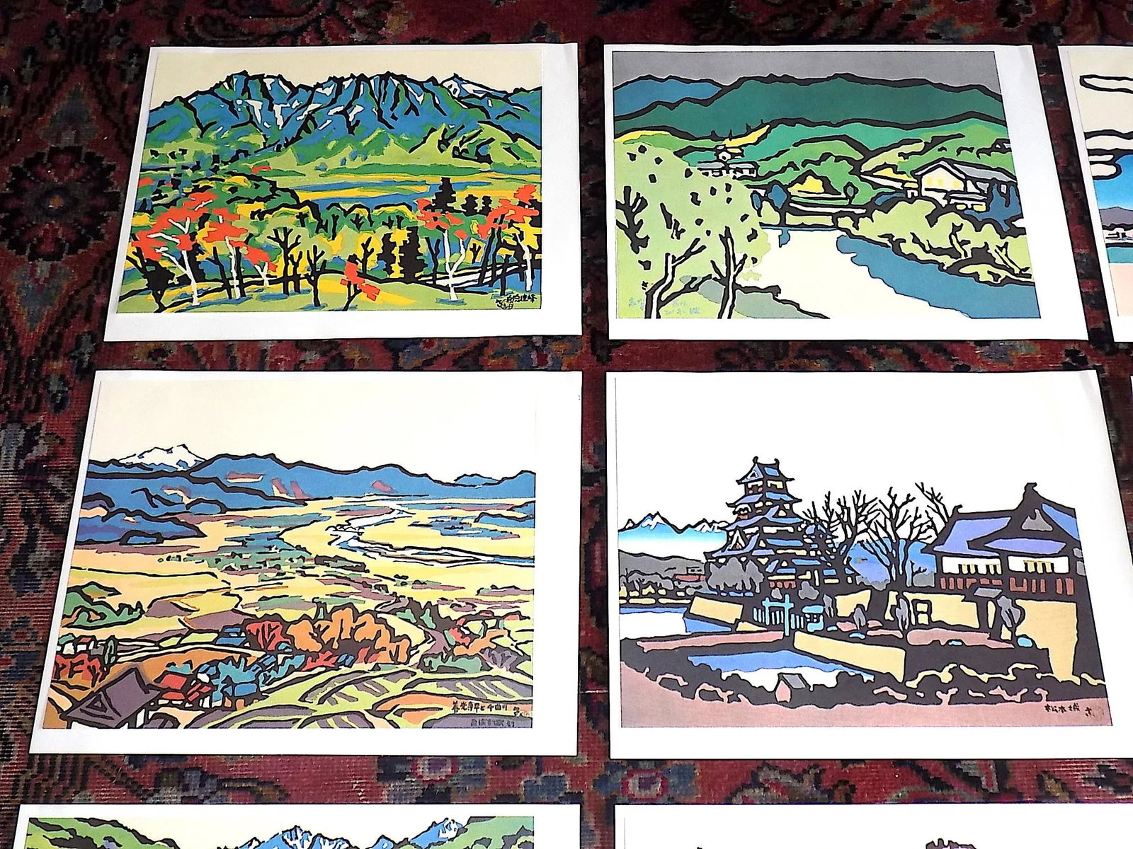 Vintage Folio Size Signed Mid 20th C. Expressionist Lithographs of Japanese Landscapes - Set of 9 - 2
