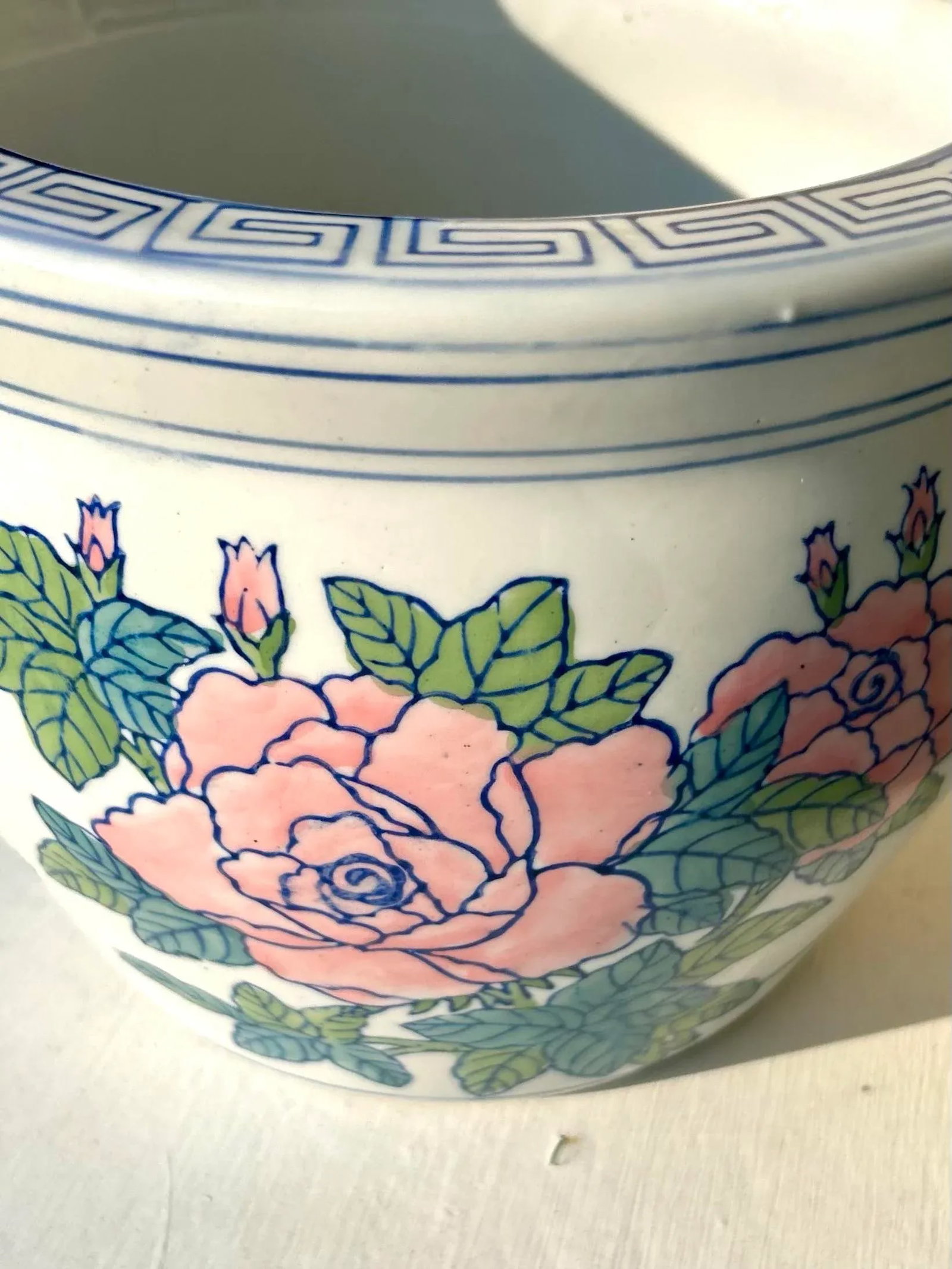 Chinese Floral Fishbowl Planter - 3