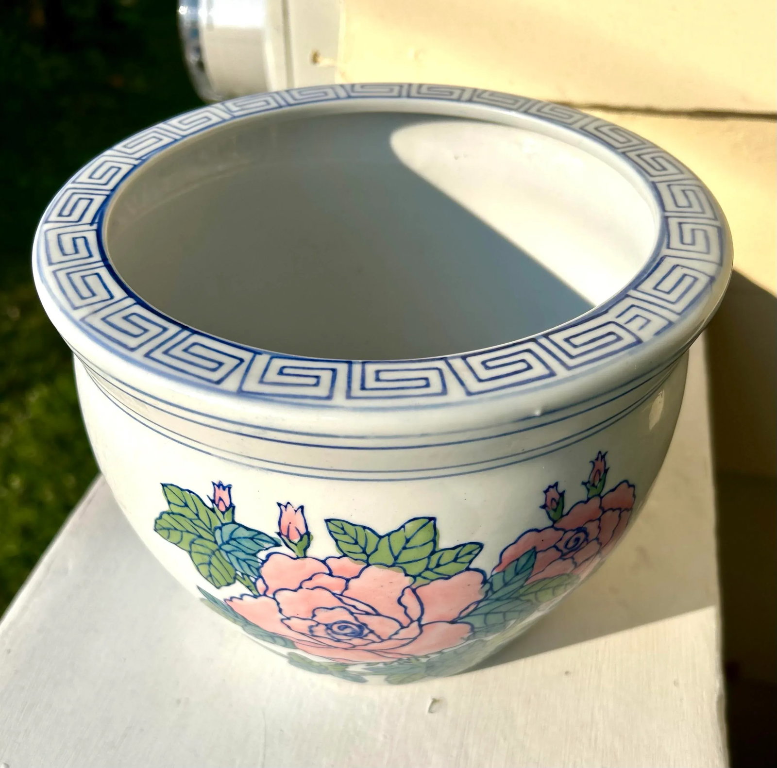 Chinese Floral Fishbowl Planter - 4