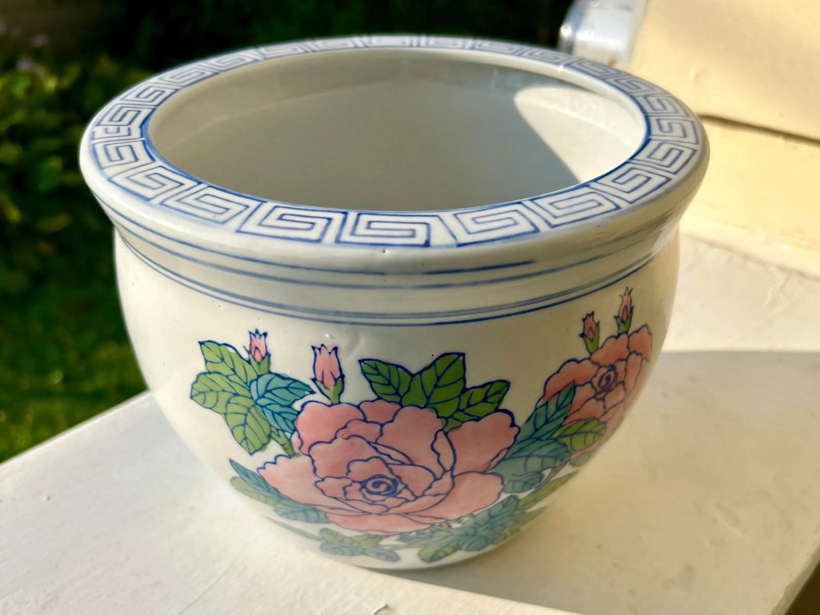 Chinese Floral Fishbowl Planter - 6