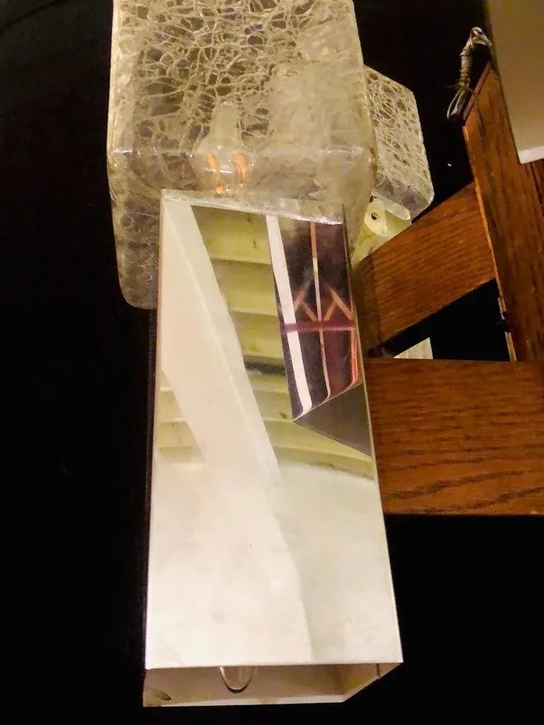 Art Deco Style Glass and Burl Wood Chandelier With 12 Lights and 2 Tier - 3