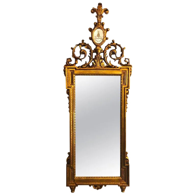 Gilt Carved Wall, Console or Table Mirror With High Open Fleur-De-Lis Pediment (1 of 13)
