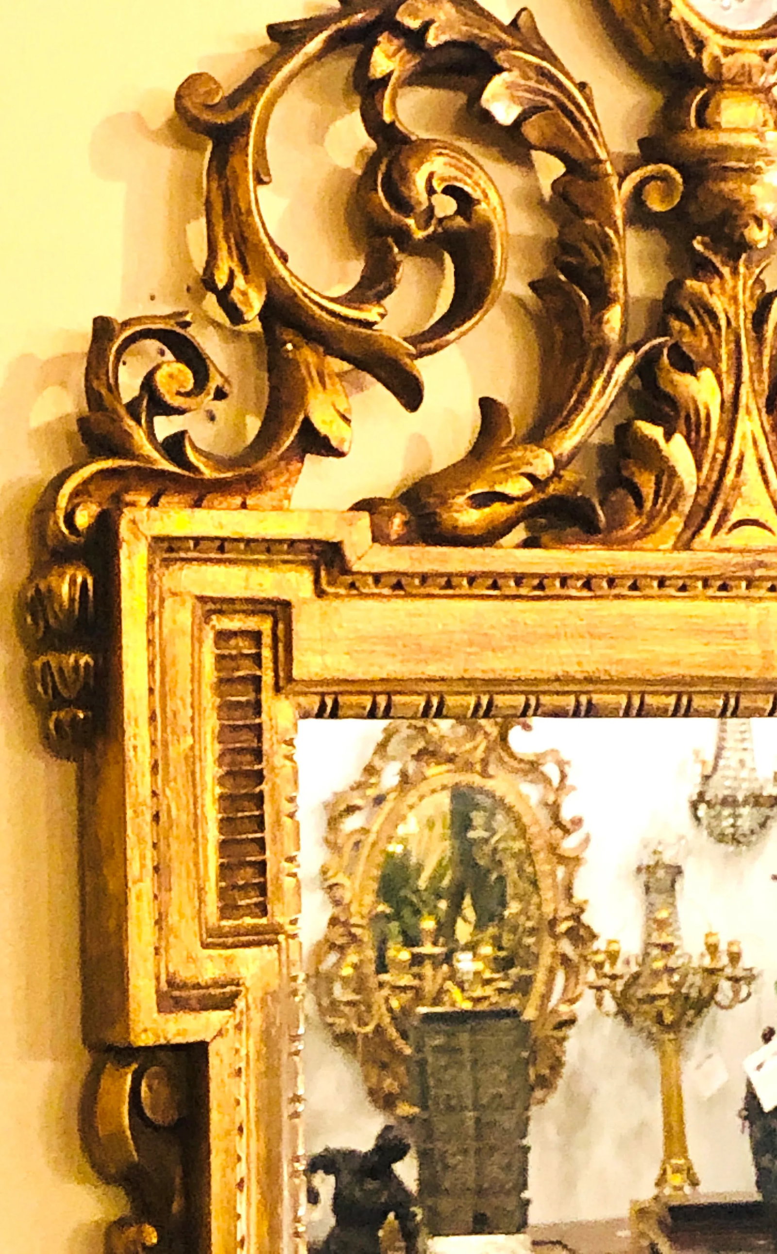 Gilt Carved Wall, Console or Table Mirror With High Open Fleur-De-Lis Pediment - 8