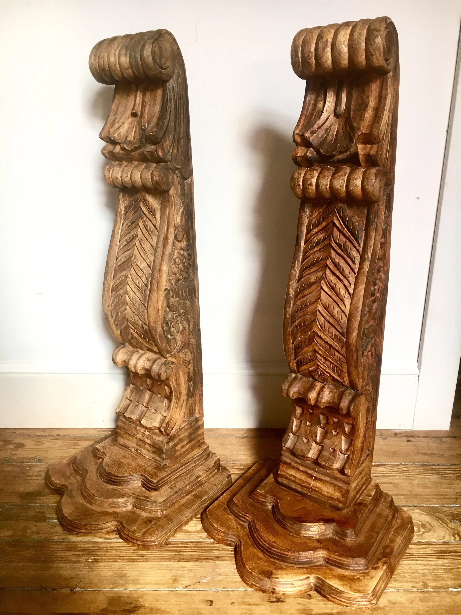 Carved Mahogany Architectural Corbels - a Pair - 13
