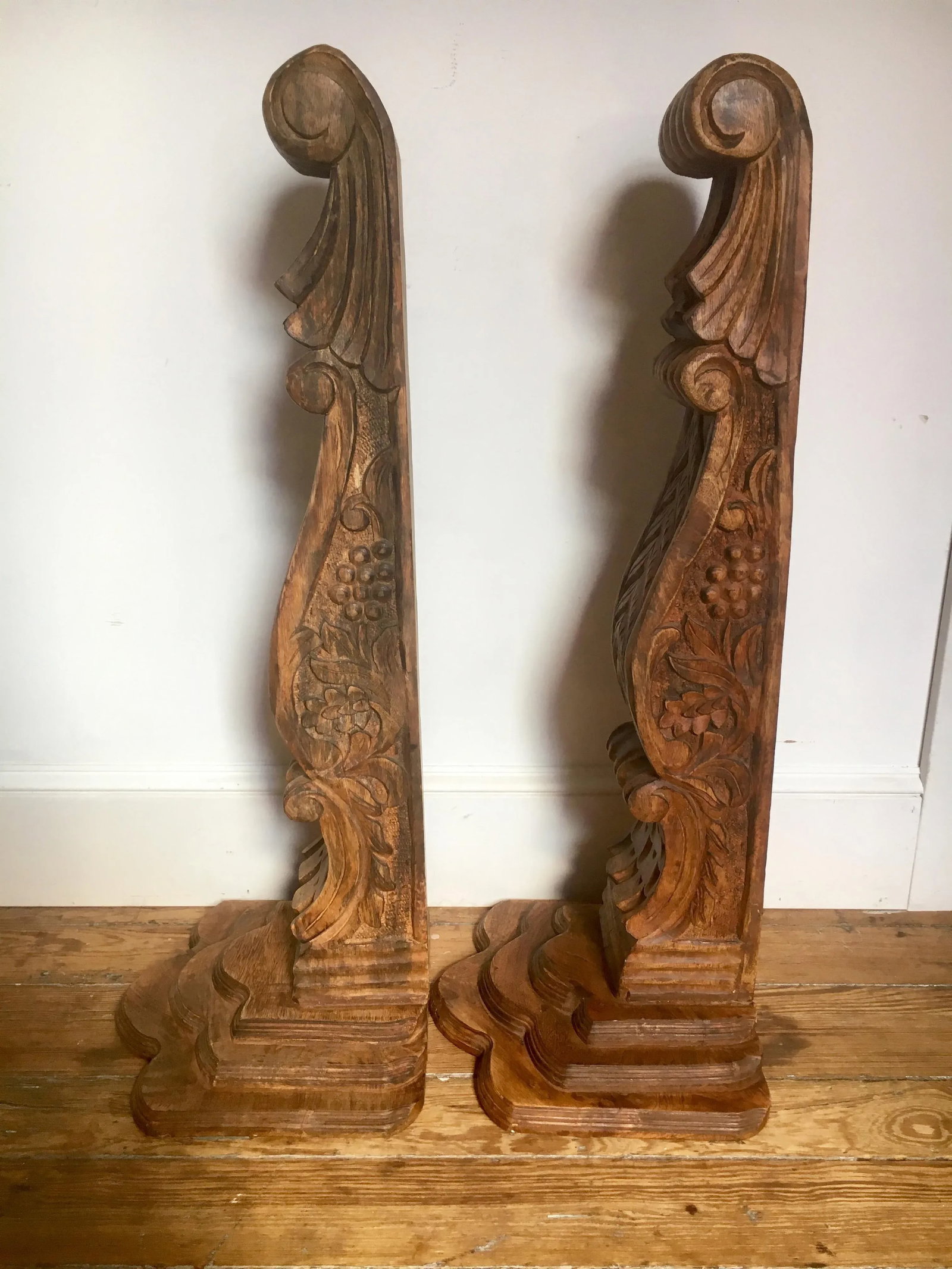 Carved Mahogany Architectural Corbels - a Pair - 2