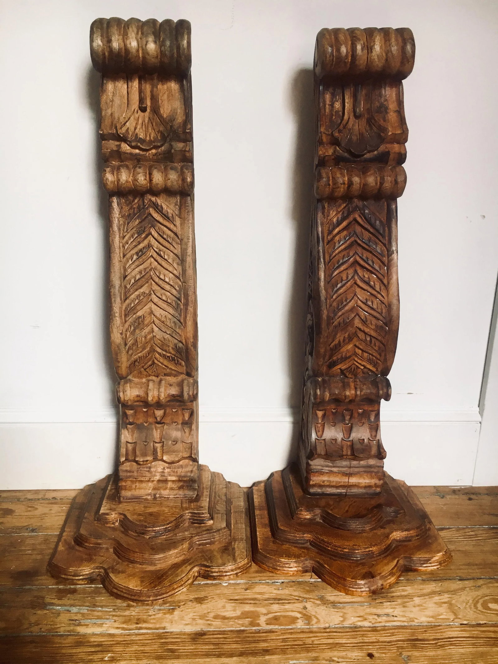 Carved Mahogany Architectural Corbels - a Pair - 3