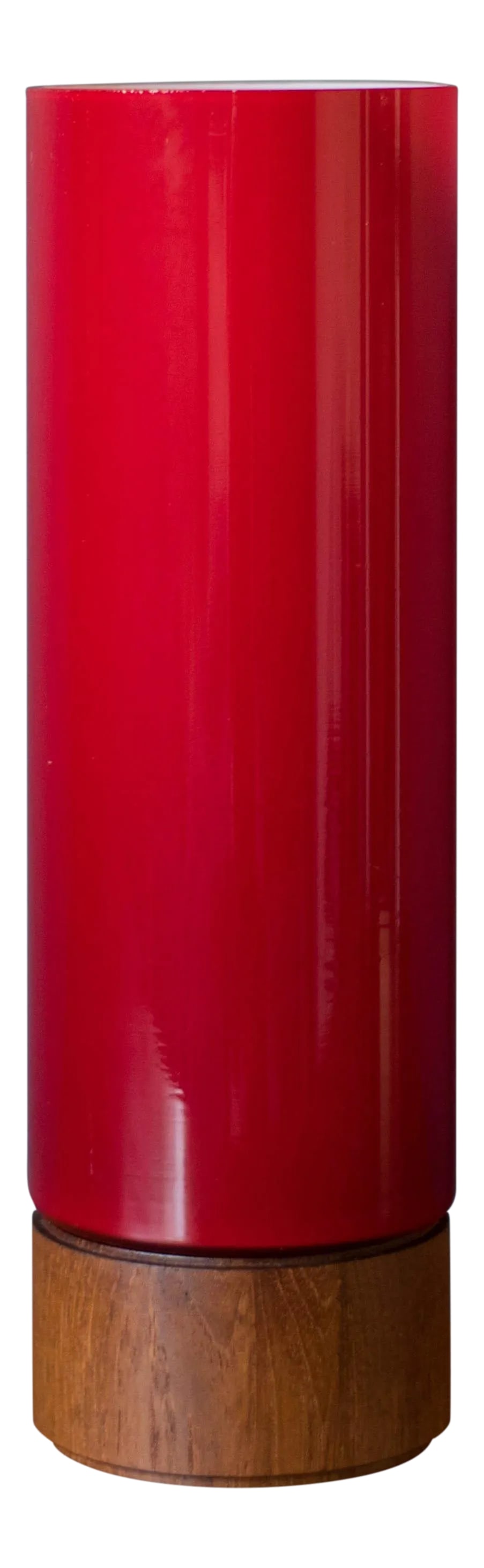 Vintage Scandinavian Red Glass Cylinder Table Lamp (1 of 11)