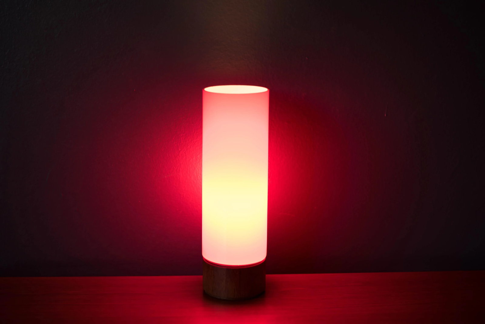 Vintage Scandinavian Red Glass Cylinder Table Lamp - 3
