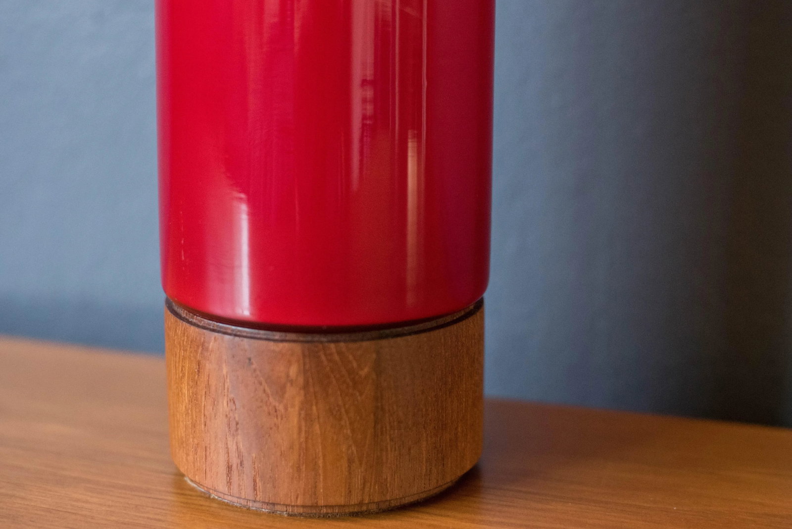 Vintage Scandinavian Red Glass Cylinder Table Lamp - 5
