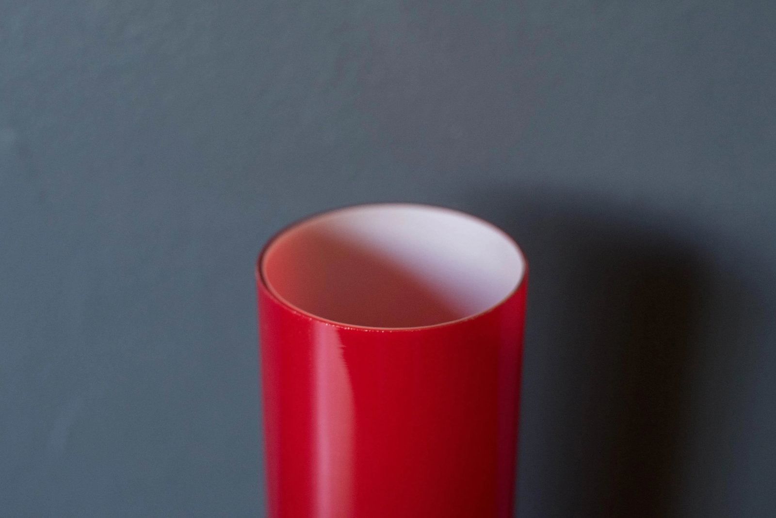 Vintage Scandinavian Red Glass Cylinder Table Lamp - 7