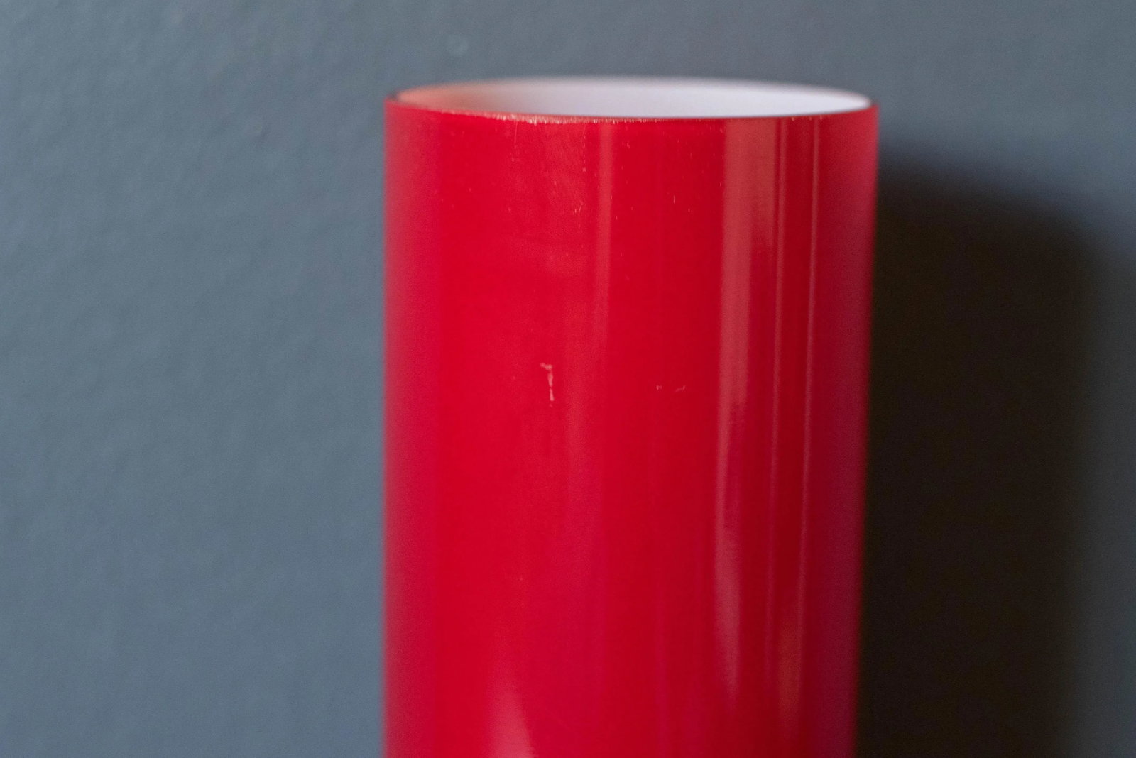 Vintage Scandinavian Red Glass Cylinder Table Lamp - 8