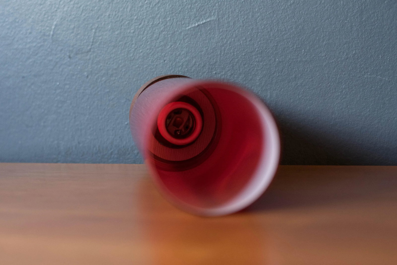 Vintage Scandinavian Red Glass Cylinder Table Lamp - 9