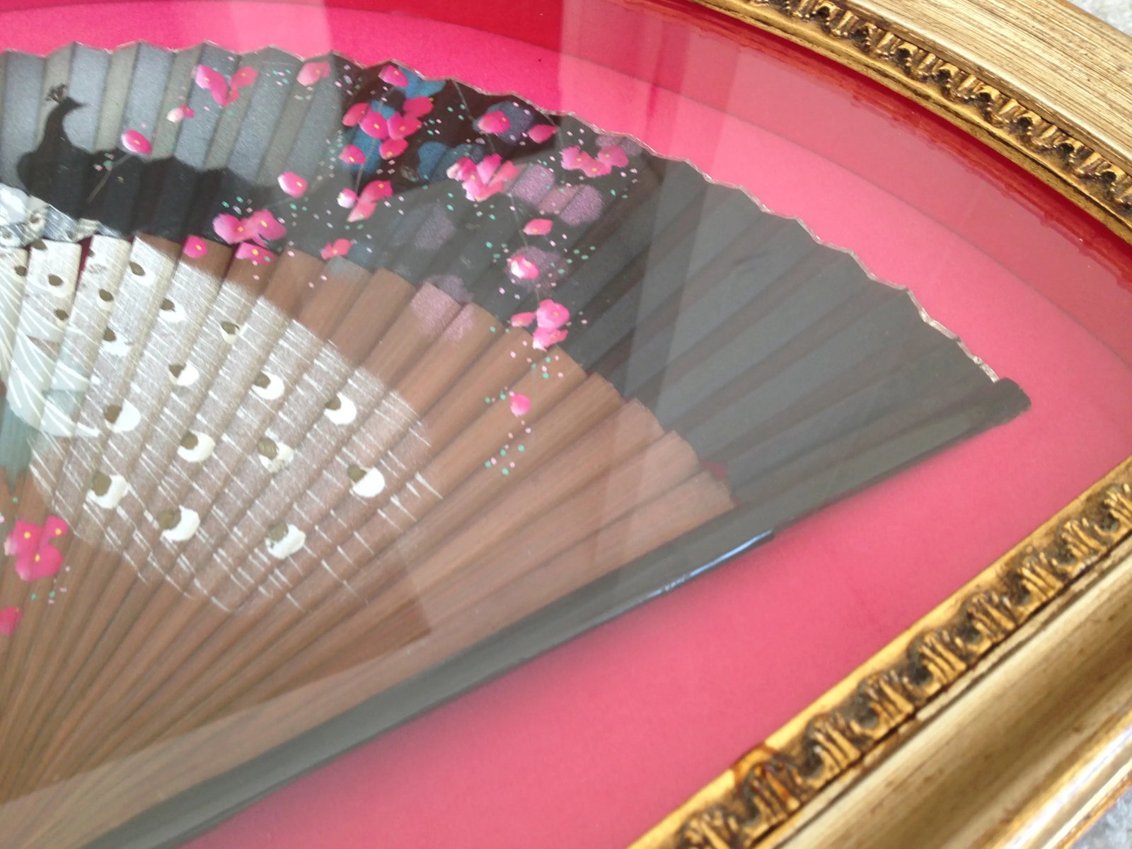 Antique Shadow Box-Framed Hand Painted Fan - Spain - 6