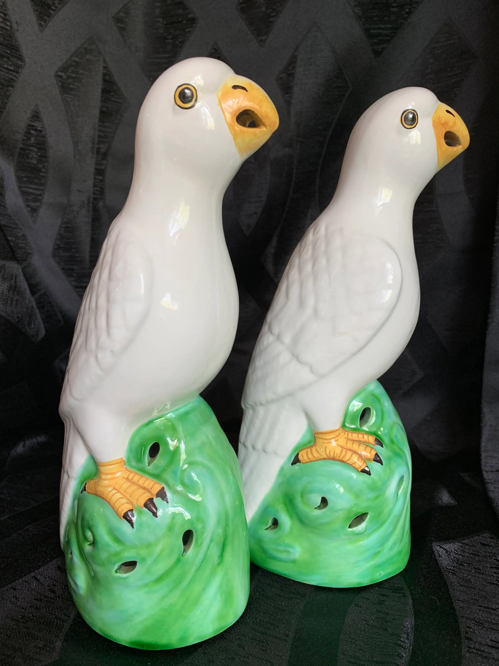 Vintage Italian Bassano Majolica Pottery Parrot Statues - a Pair - 10