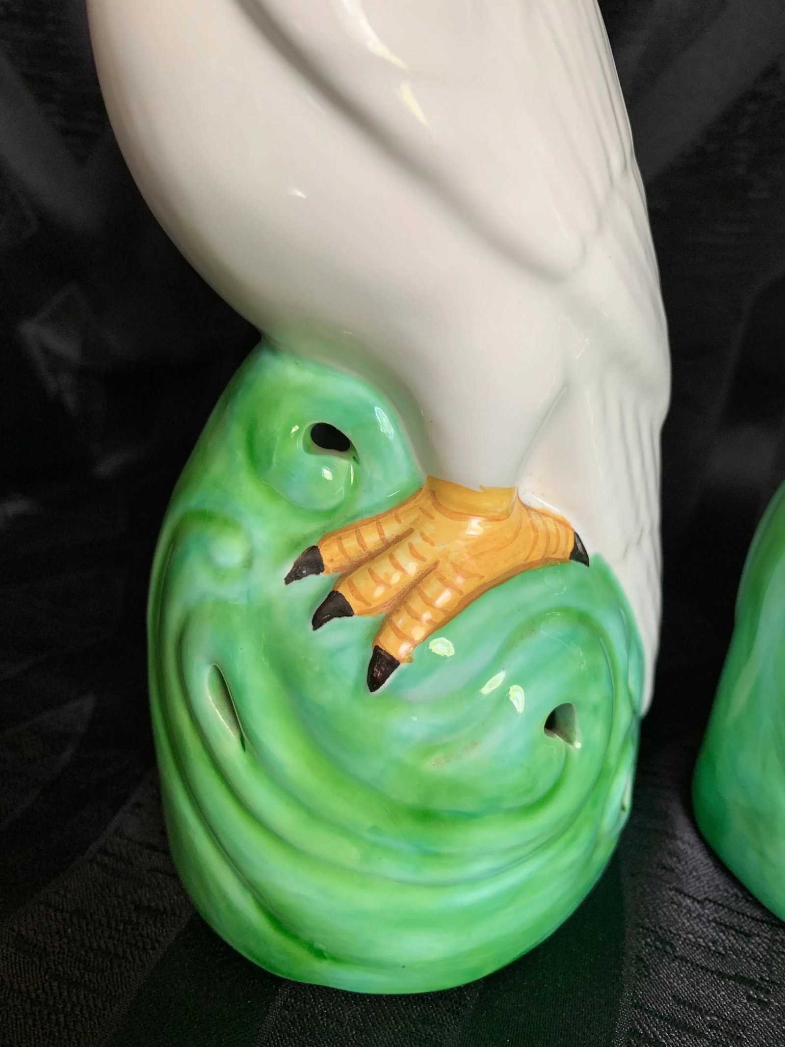 Vintage Italian Bassano Majolica Pottery Parrot Statues - a Pair - 4