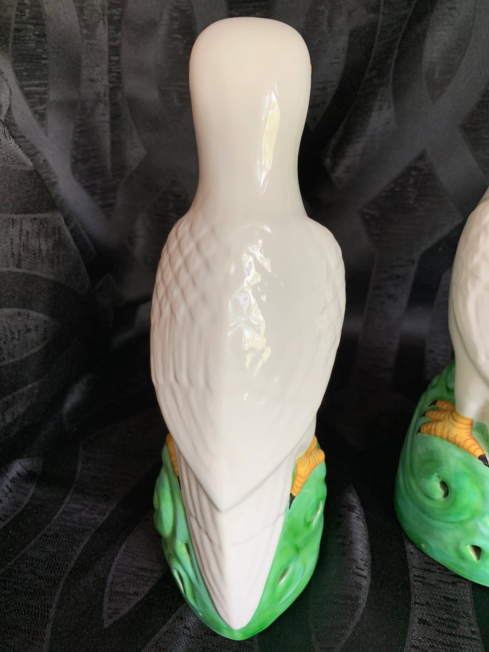 Vintage Italian Bassano Majolica Pottery Parrot Statues - a Pair - 7