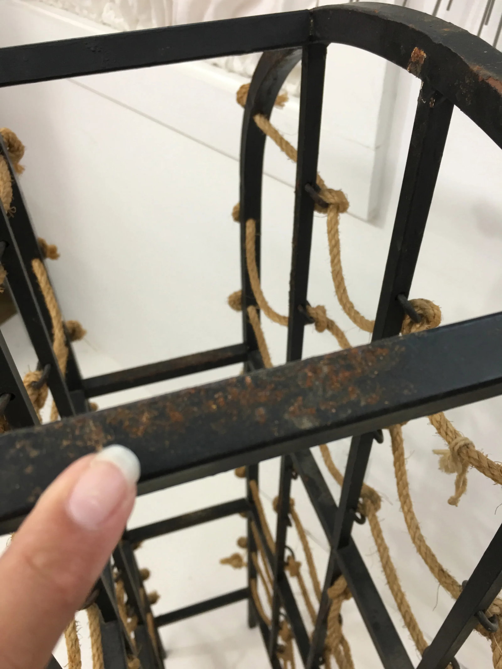 Vintage Iron and Rope Boho Chic Wine Rack - 10