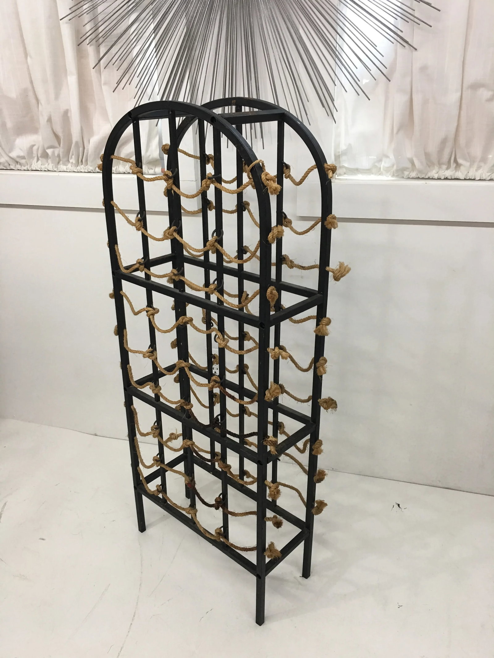 Vintage Iron and Rope Boho Chic Wine Rack - 11