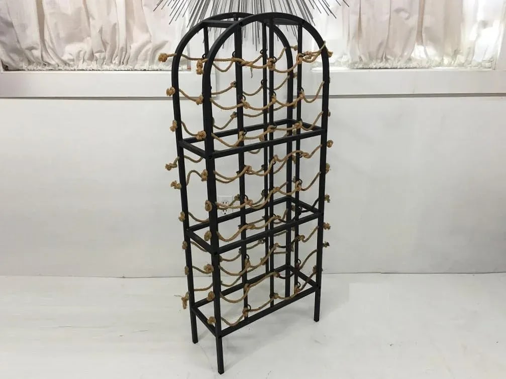 Vintage Iron and Rope Boho Chic Wine Rack - 12