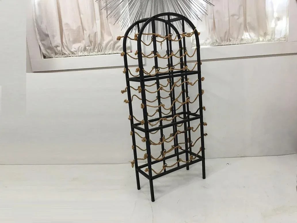 Vintage Iron and Rope Boho Chic Wine Rack - 4