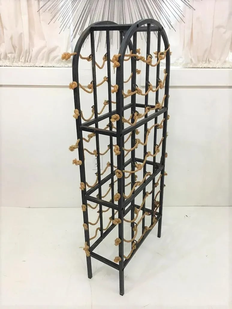 Vintage Iron and Rope Boho Chic Wine Rack - 5