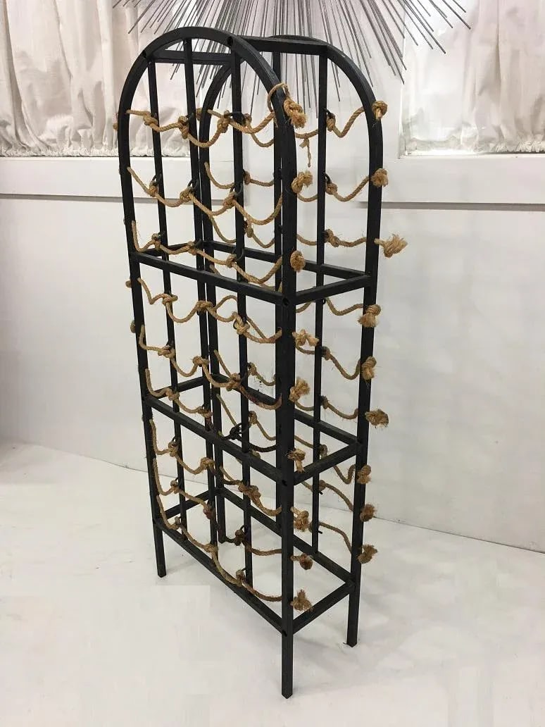 Vintage Iron and Rope Boho Chic Wine Rack - 6