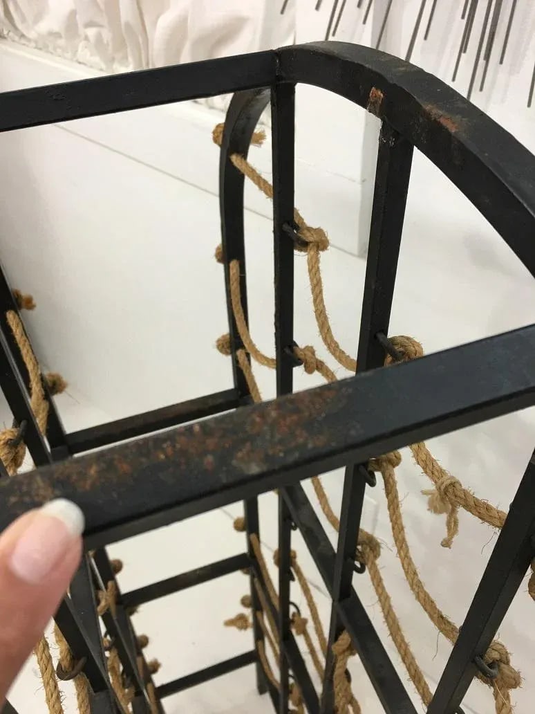 Vintage Iron and Rope Boho Chic Wine Rack - 9