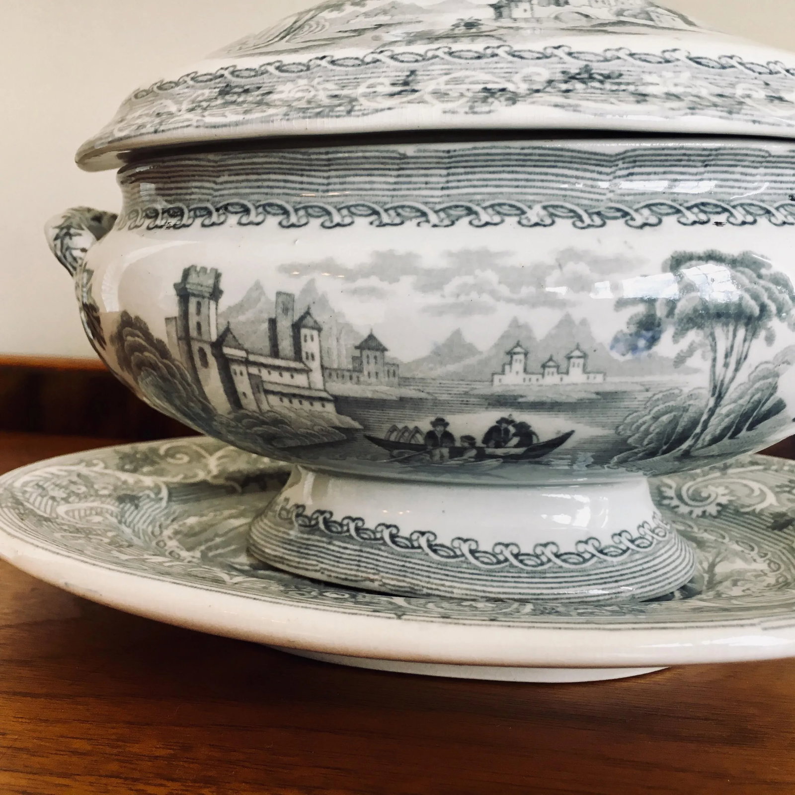 "Rhine" Pattern Ironstone China Tureen C. 1840 - 2