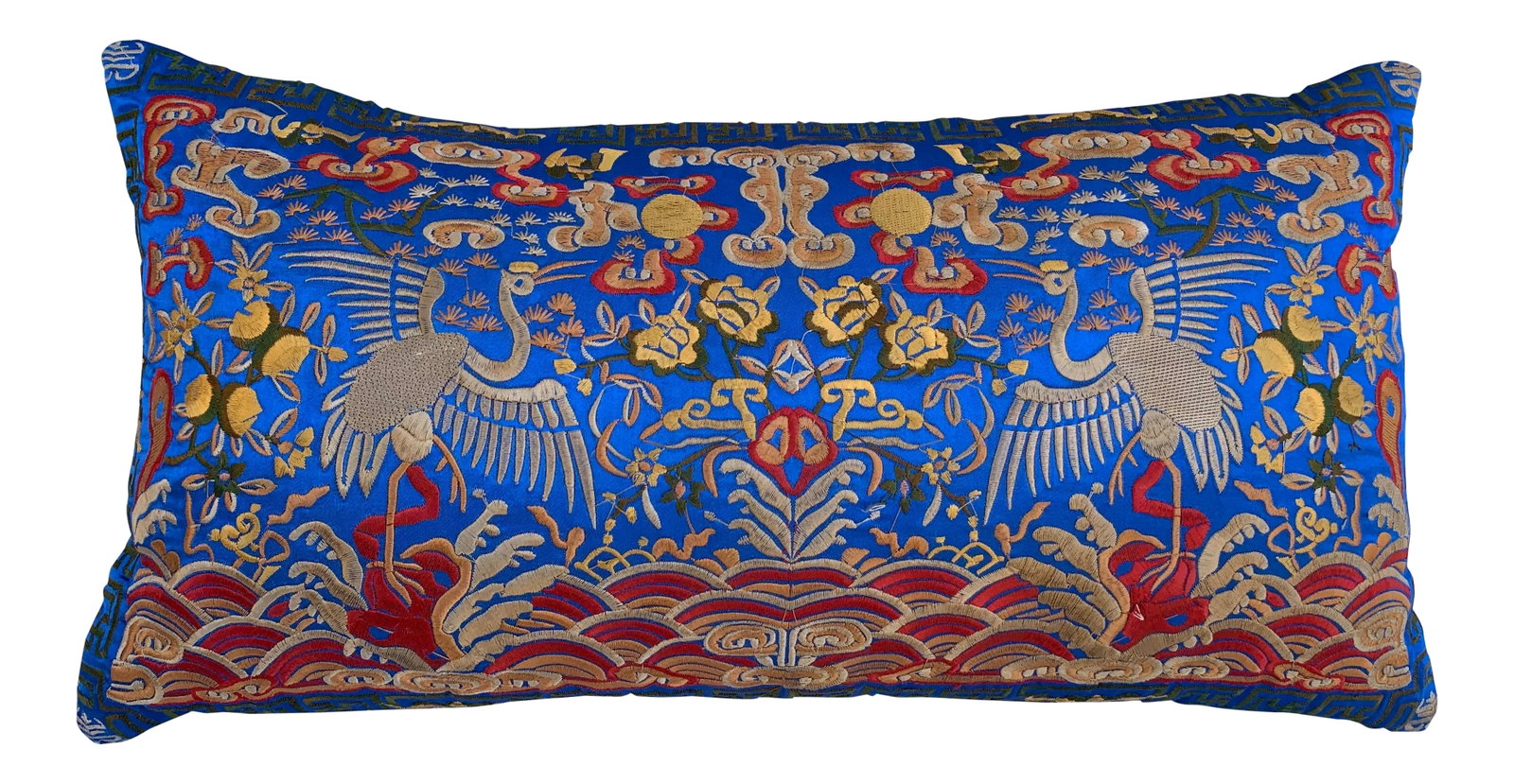 Hollywood Regency Royal Blue & Gold Asian Chinoiserie Boudoir Pillow (1 of 10)