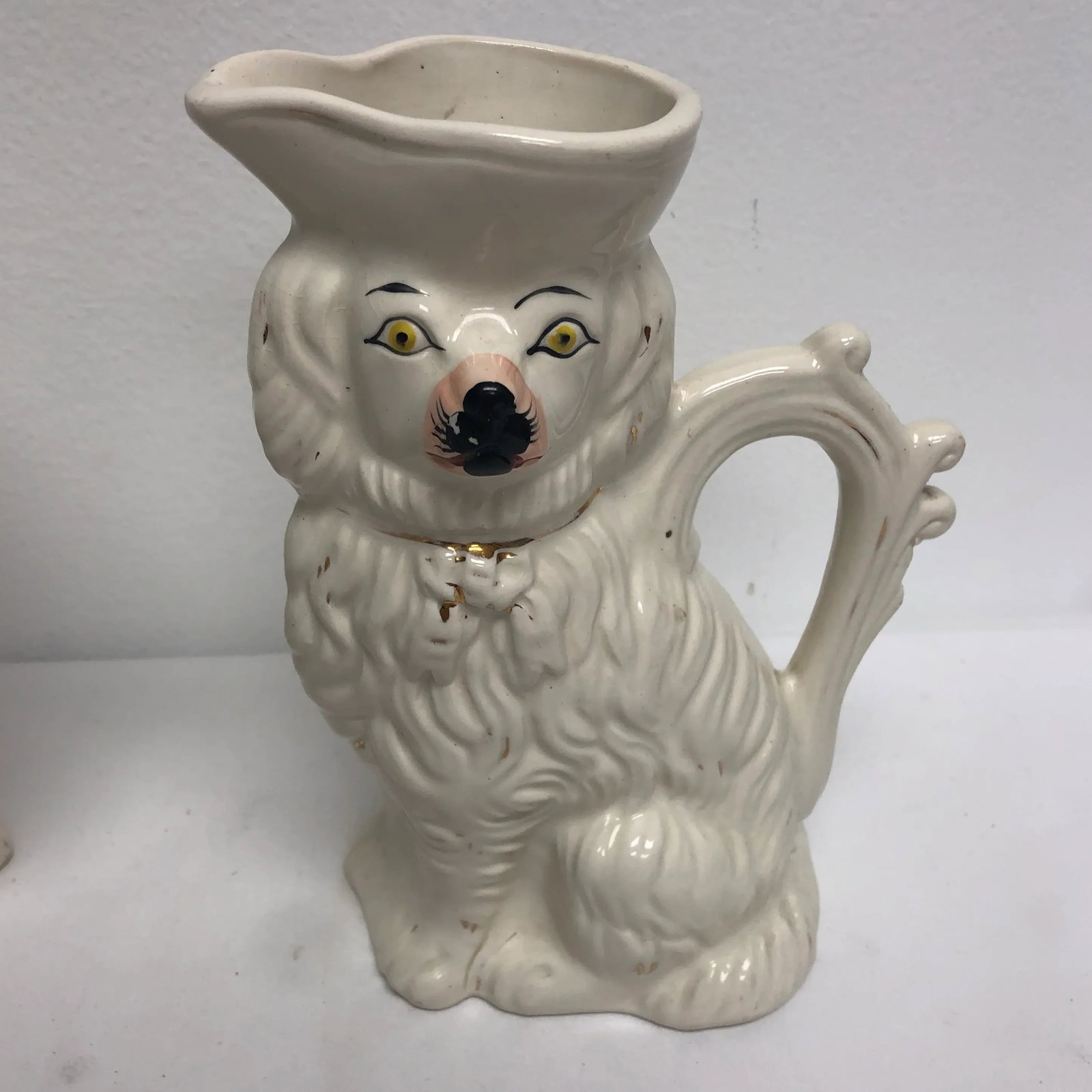 Antique English Staffordshire Spaniel Pitchers - a Pair - 3