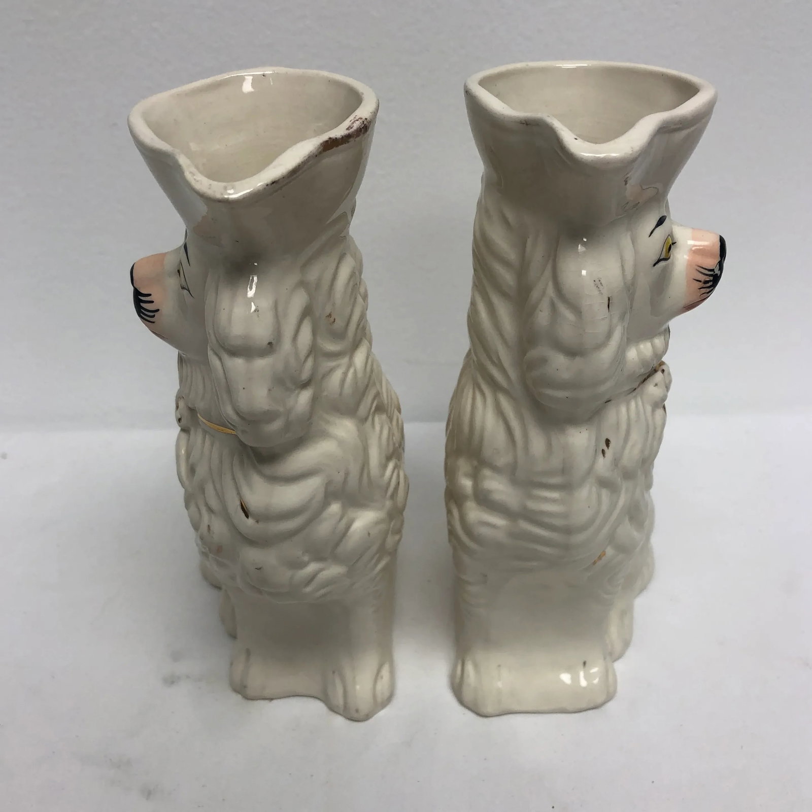 Antique English Staffordshire Spaniel Pitchers - a Pair - 7