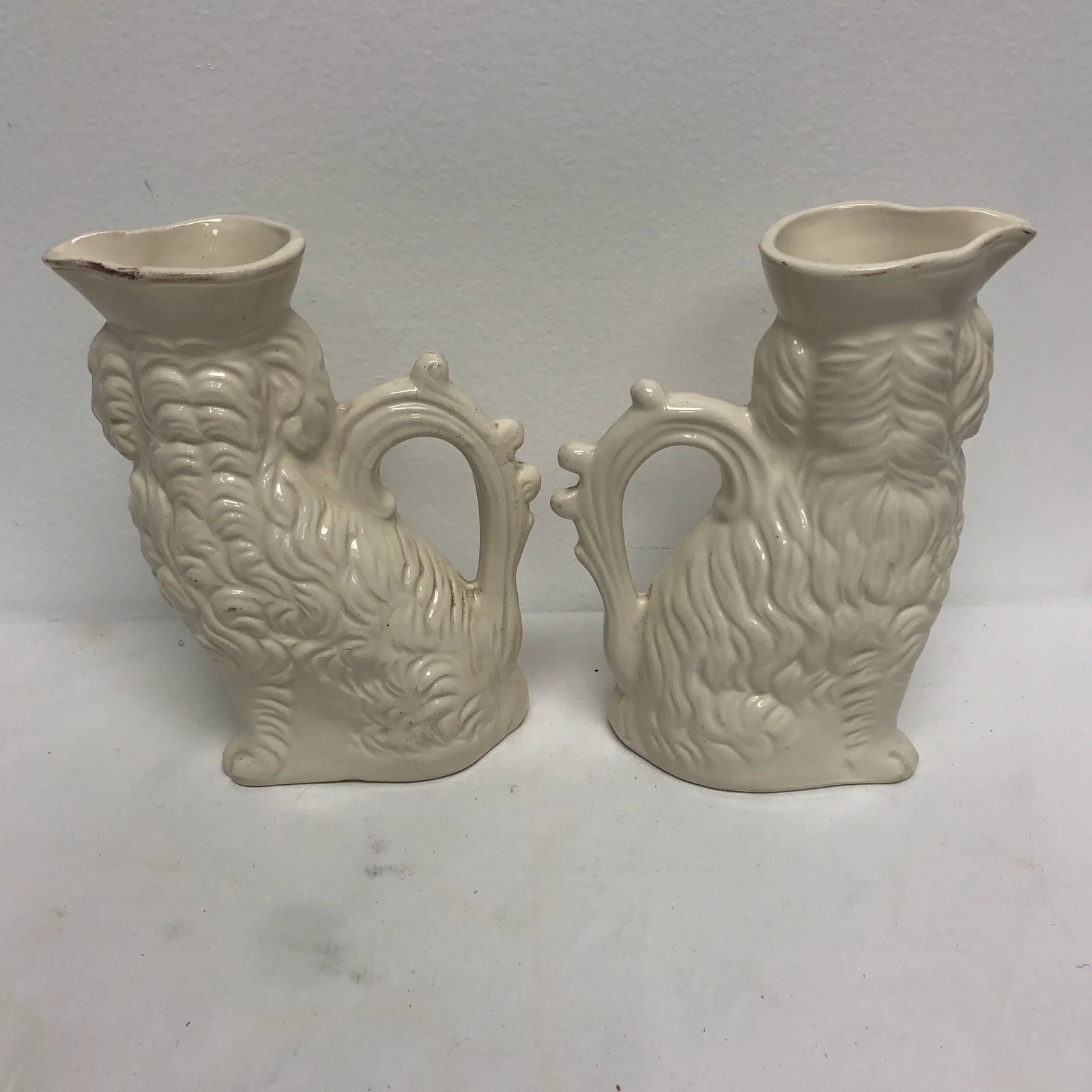 Antique English Staffordshire Spaniel Pitchers - a Pair - 8