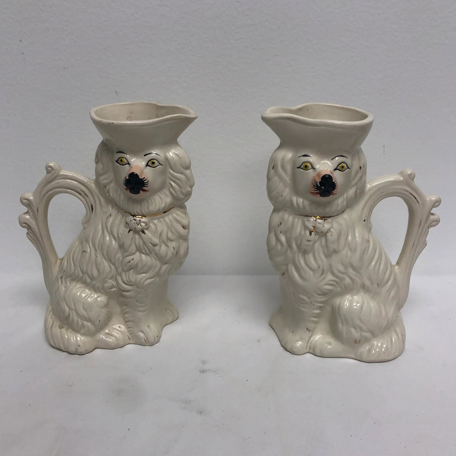 Antique English Staffordshire Spaniel Pitchers - a Pair - 9