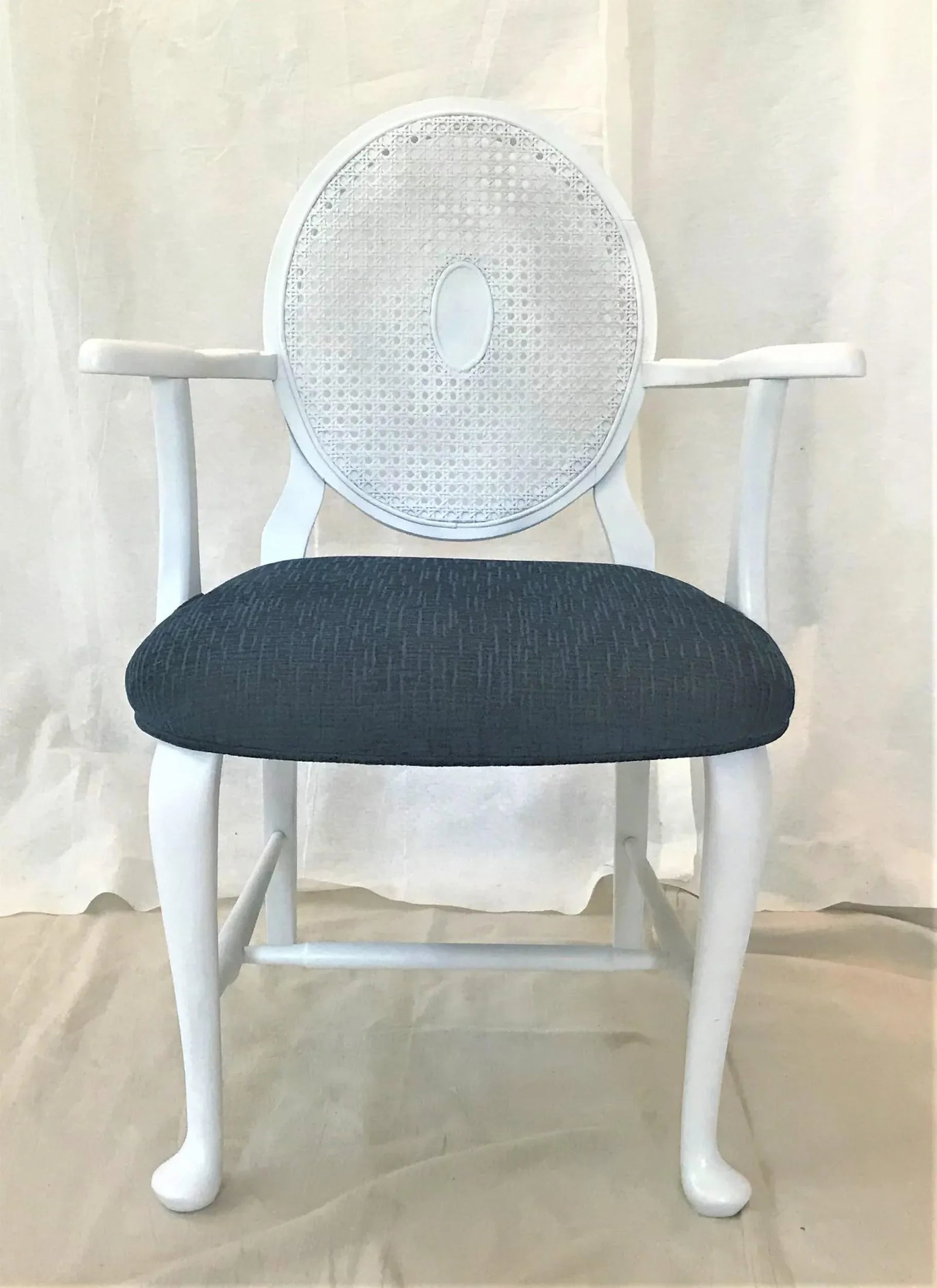 Mid-Century Caned Balloon Back Arm Chairs- a Pair - 3