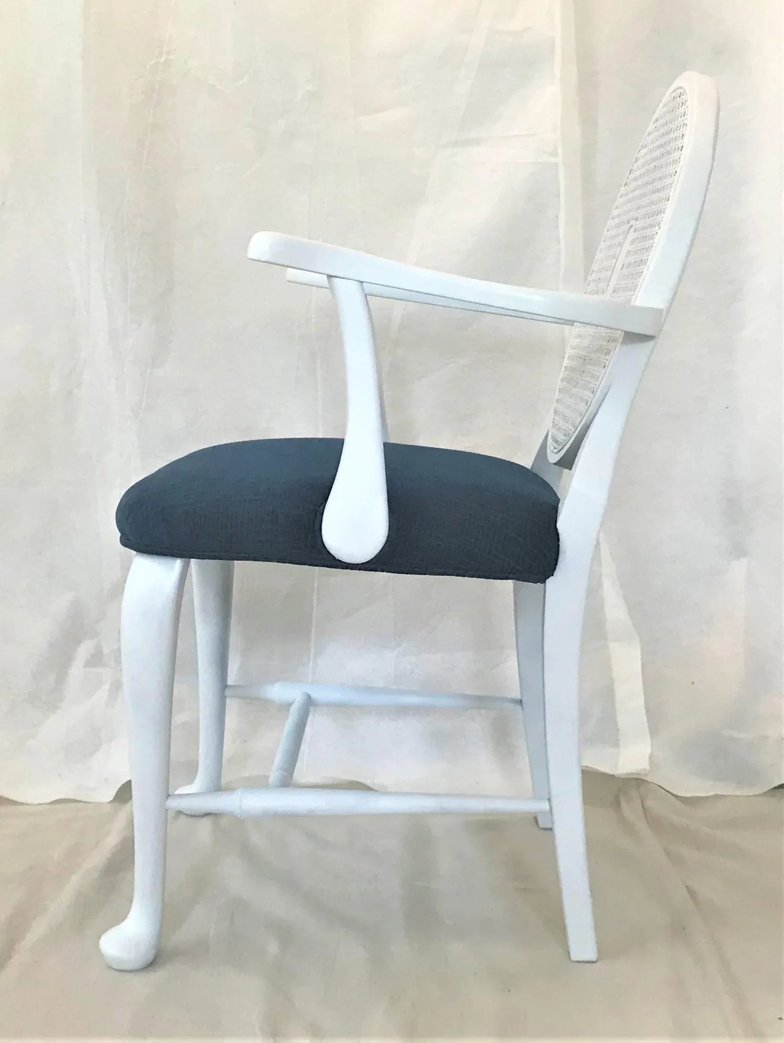 Mid-Century Caned Balloon Back Arm Chairs- a Pair - 6