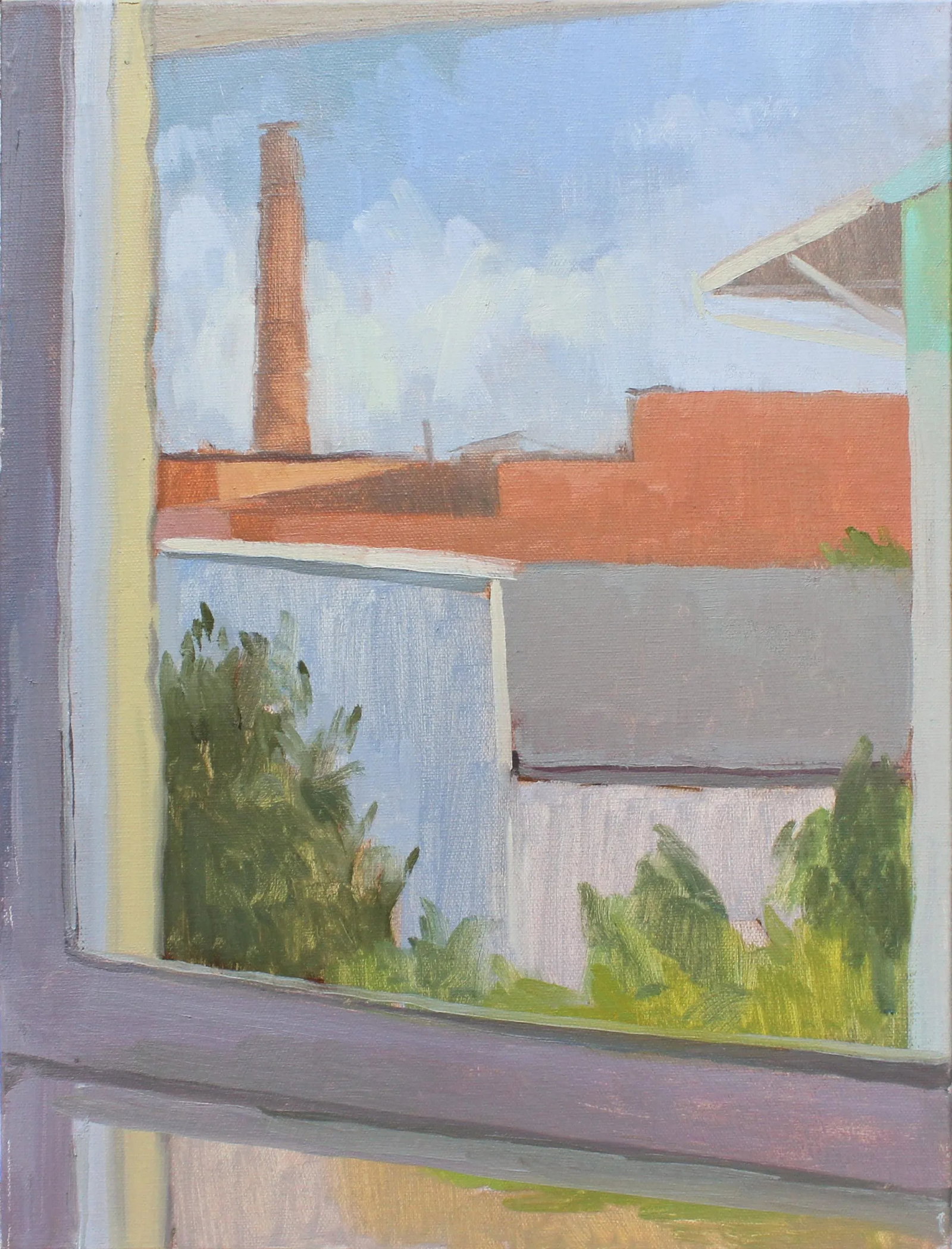 Michelle Farro Nashville Landscape Series Oil Painting: This is an original painting, studied from observation in the Germantown neighborhood of Nashville, TN. It is part of a series depicting the the city's landscape. The painting is ready to hang in a ha