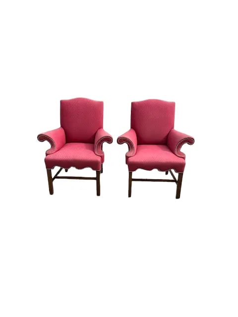 Pair of 1920s Mahogany Chippendale Style Library Chairs - 2