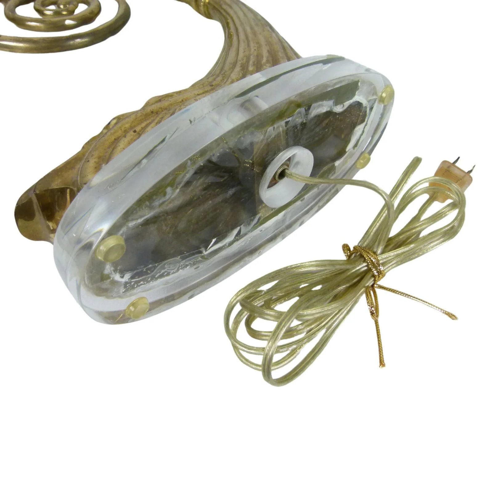 1980s Chapman Art Nouveau Brass Table Lamp on Lucite Base, 1987 - 10