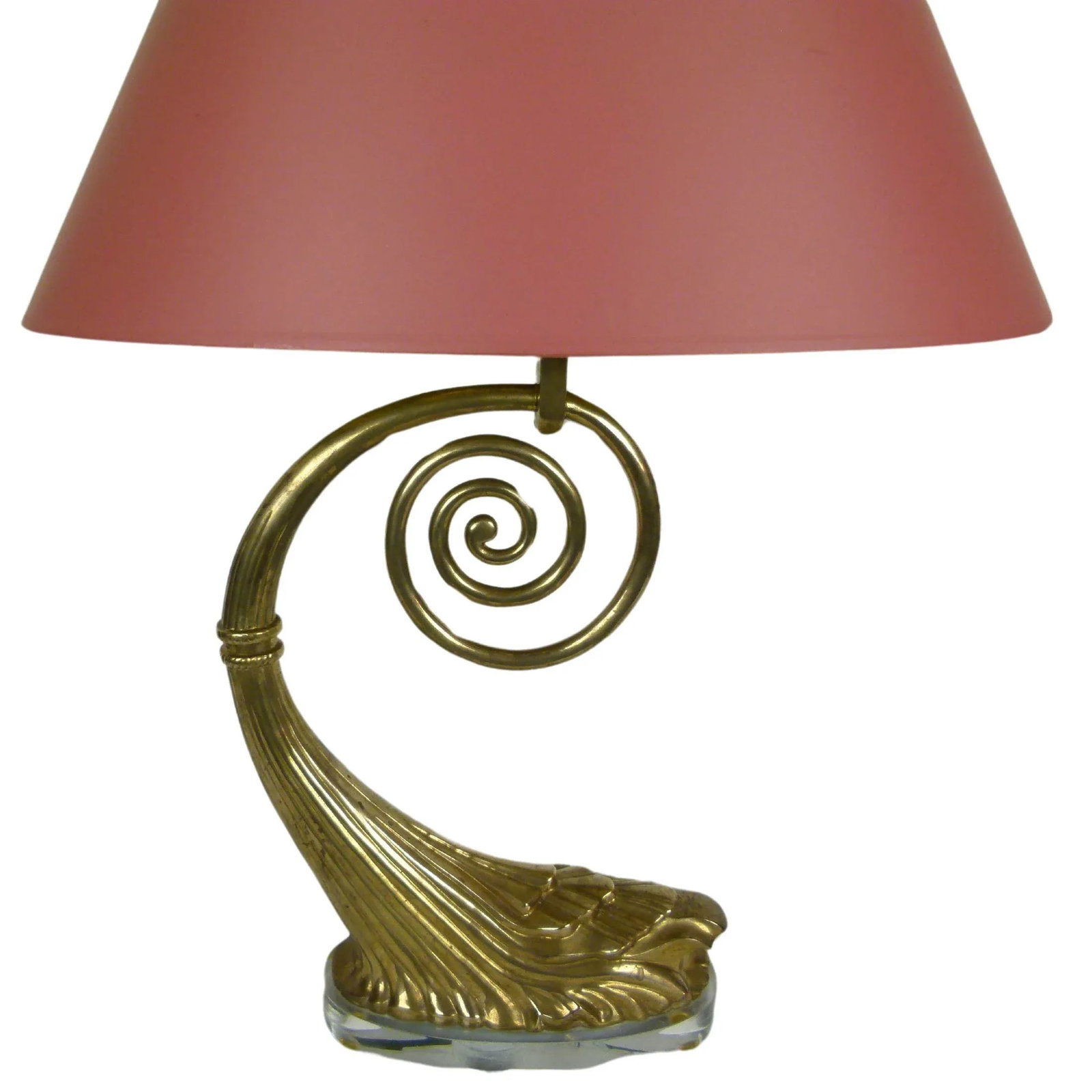 1980s Chapman Art Nouveau Brass Table Lamp on Lucite Base, 1987 - 2