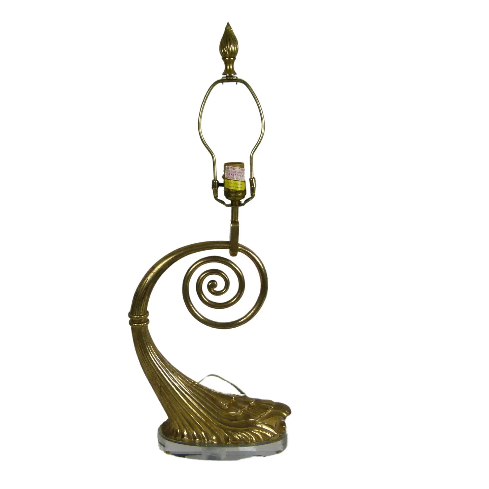 1980s Chapman Art Nouveau Brass Table Lamp on Lucite Base, 1987 - 3